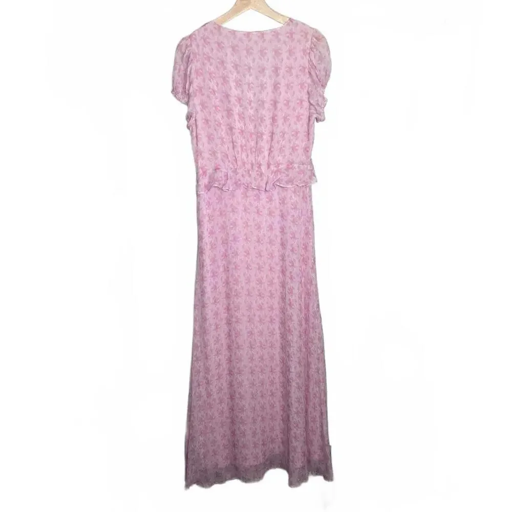 LoveShackFancy Lillian Dress Rose Patch  Floral Puff Sleeve Size 6_3